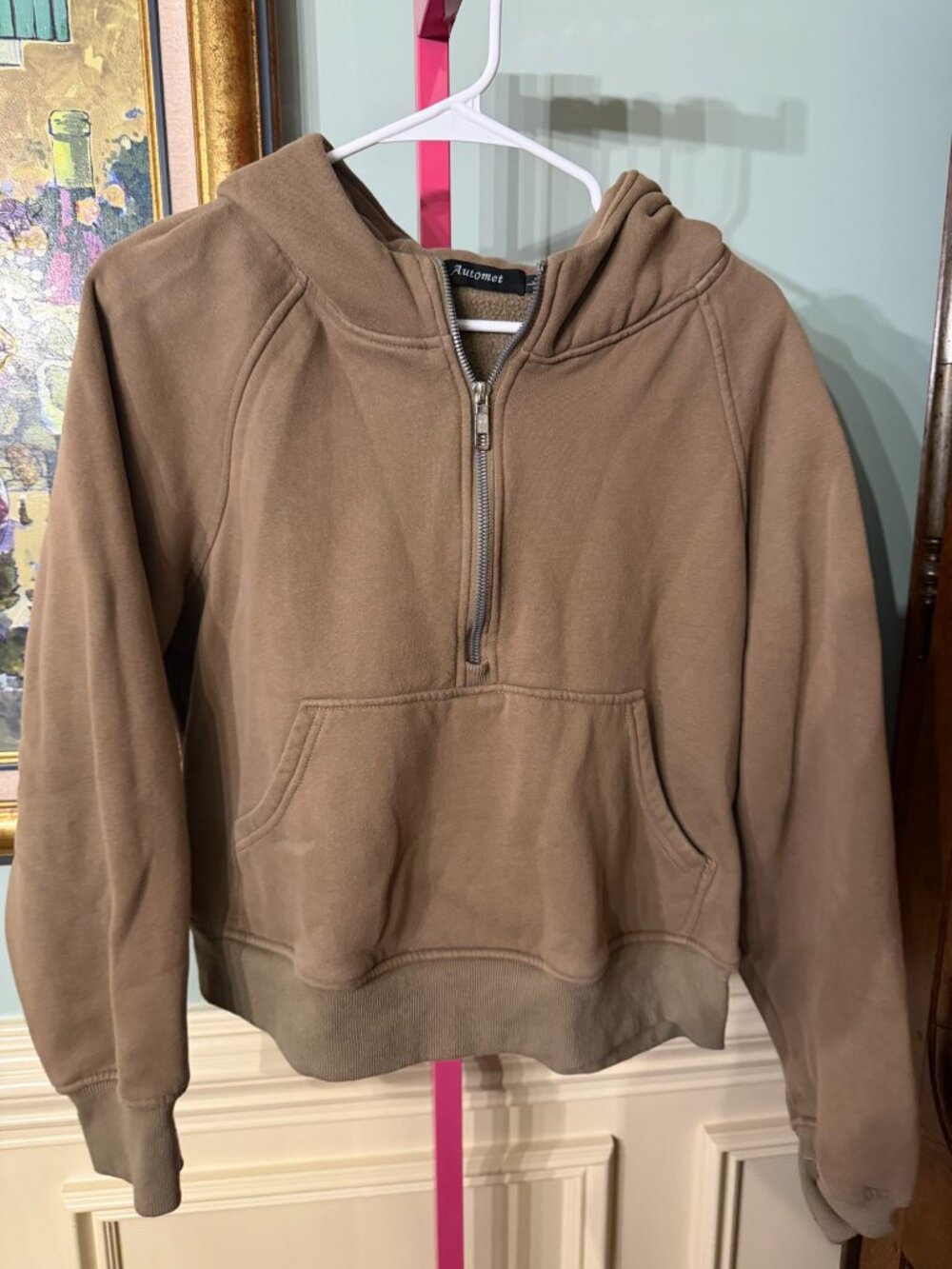 Automet Tan Quarter Zip Hooded Sweatshirt